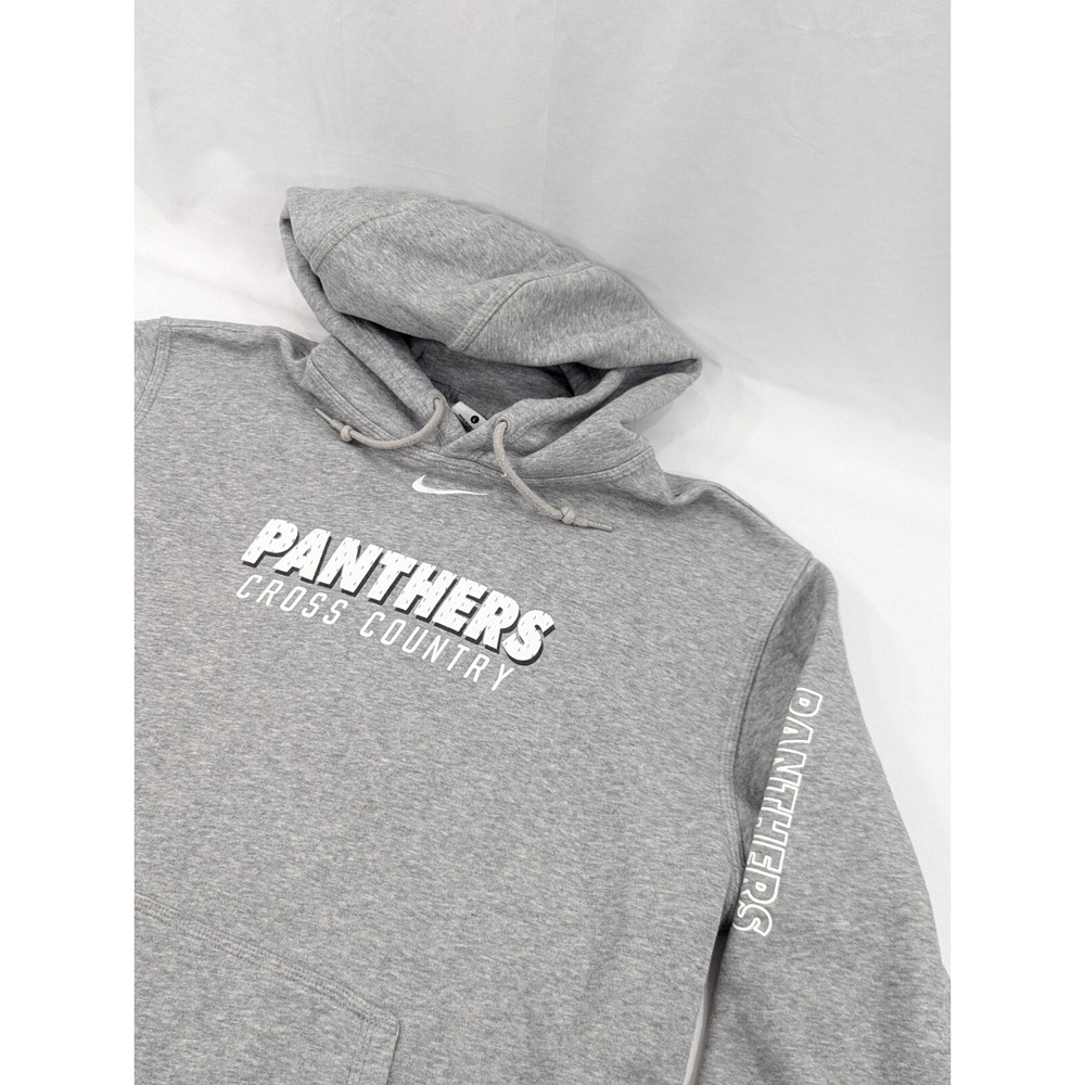 Nike Hoodie L Gray Center Check Pullover Sports Logo Panthers Cross Country EUC